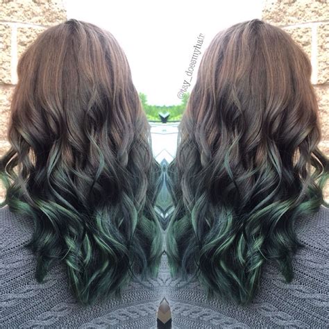 Brown To Green Ombre Greenombrehair Green Hair Ombre Light Brown