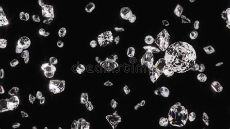 Beautiful Shiny Sparkling Diamond Gems Falling In Slow Motion 4k
