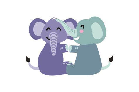 2 Baby Elephants Cuddling Together Svg Cut File By Creative Fabrica