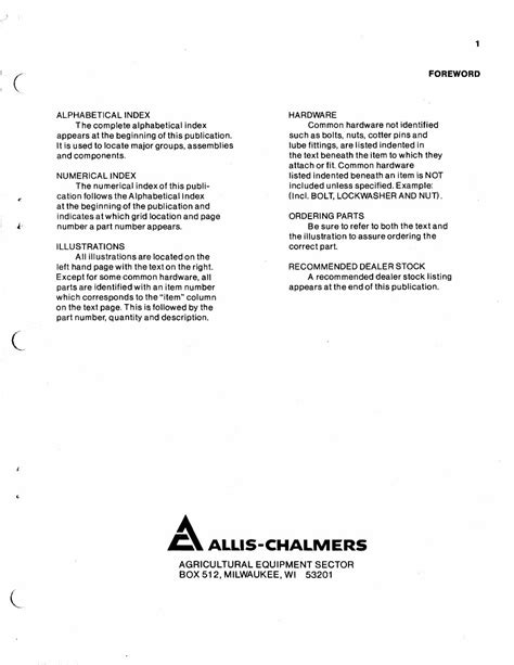 Allis Chalmers 840 And 840b Wheel Loader Forklift Parts Catalog Manual