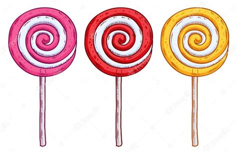 Premium Vector Set Of Colorful Lollipops In Hand Drawn Style Spiral