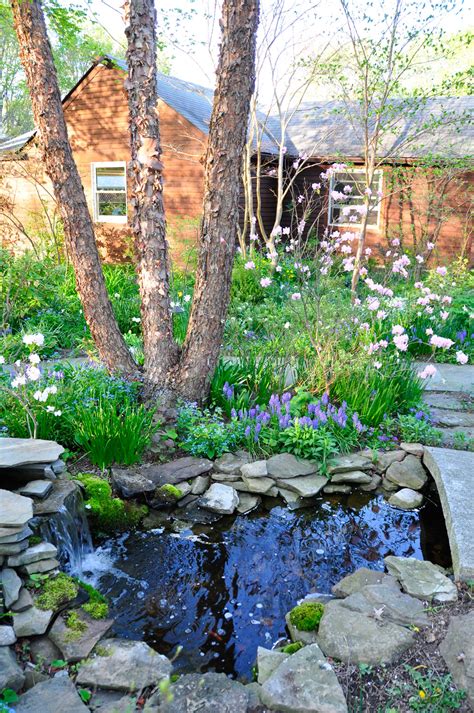 Attractive garden with vintage furniture and lotus. Main Line Ponds, Water Garden & Waterfall Designs ...