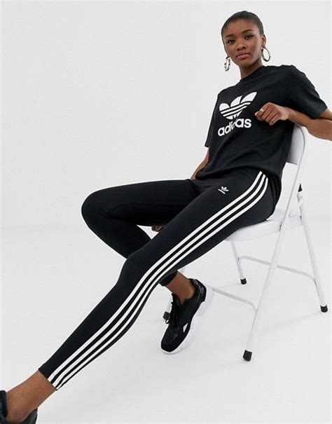 Adidas Originals Three Stripe Legging In Black ASOS Mesh Yoga