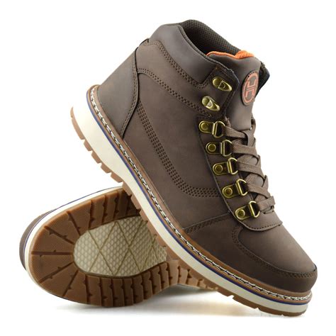 Mens Walking Hiking Casual Lace Up Memory Foam Ankle Boots Trainers