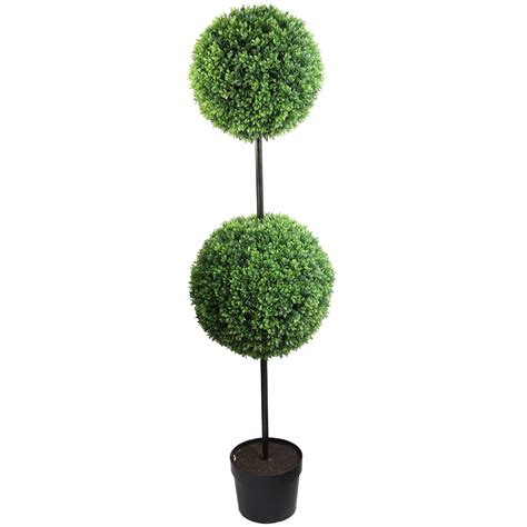 Admiredbynature 58 Tall Artificial Double Ball Shaped Boxwood Topiary