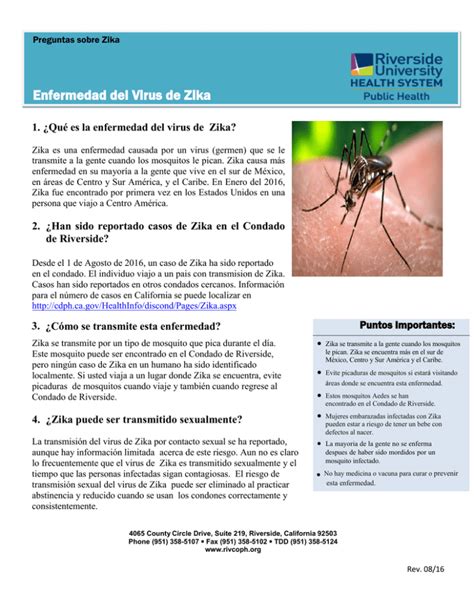 Enfermedad Del Virus De Zika Riverside County Disease Control