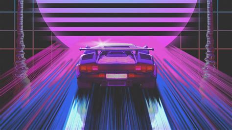 Download Wallpaper 1366x768 Car Retro Art 80s Neon