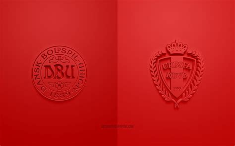 Denmark Vs Belgium Uefa Euro 2020 Group B 3d Logos Red Background