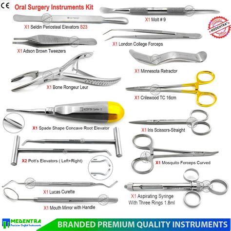 Dental Oral Surgery Kit Surgical Instruments Root Elevators Syringe