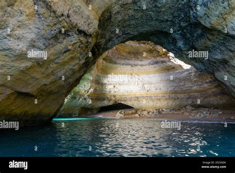 View Of The Inside Of The Benagil Cave On The Algarve Coast Of Portugal