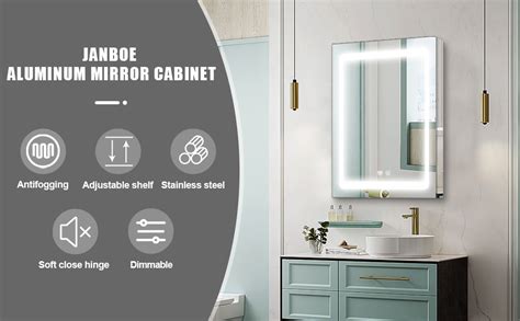 Janboe Illuminated Led Mirror Cabinet For Bathroom Made Of Stainless Steel Wall