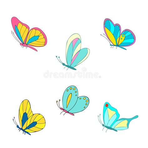 A Set Of Vector Butterflies Different Colorful Butterflies Stock