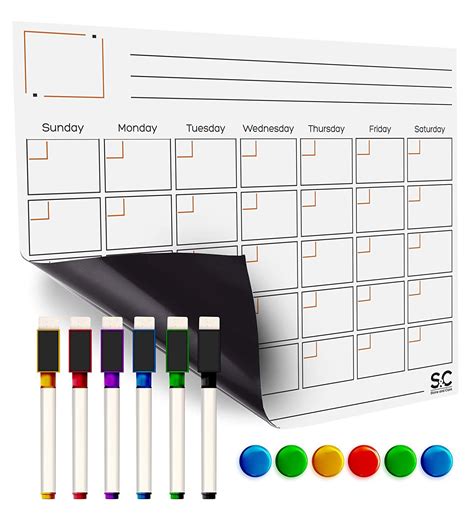 Magnetic Dry Erase Calendar And Weekly Planner White Board With 5