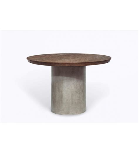 Round Oak And Concrete Dining Table Vig Modrest Renzo Modern Contemporary