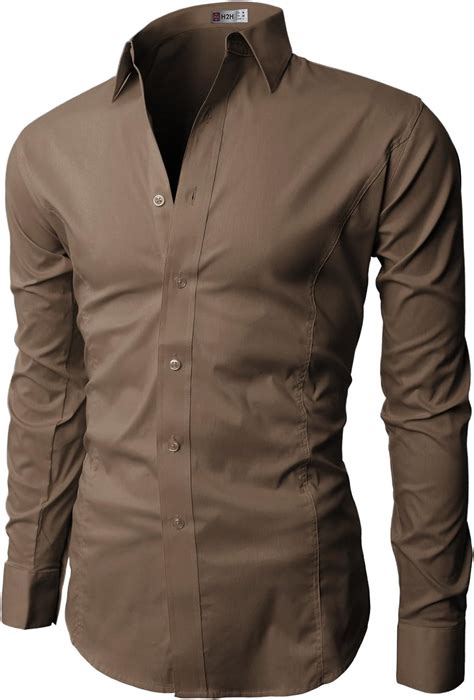 H2h Mens Dress Slim Fit Shirts Long Sleeve Business Shirts Basic Designed Breathable At Amazon