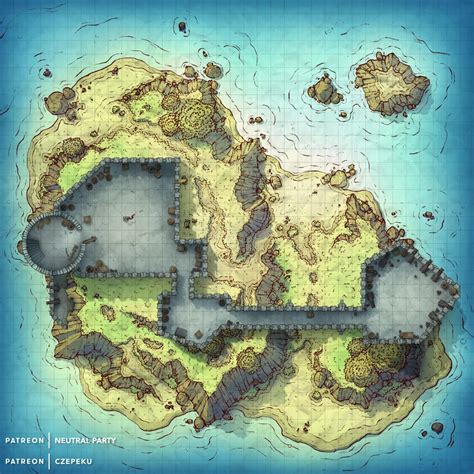 34x35 Island Fort Battlements By Neutral Party And Czepeku Battlemap
