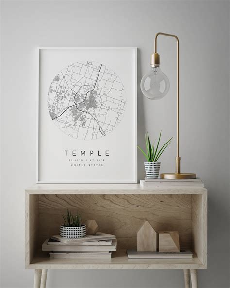 Temple Map Temple Texas City Map Home Town Map Temple Etsy