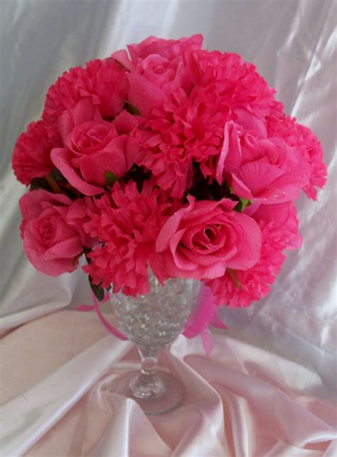 Hot Pink Rose And Carnation Centerpieces That I Made Carnation
