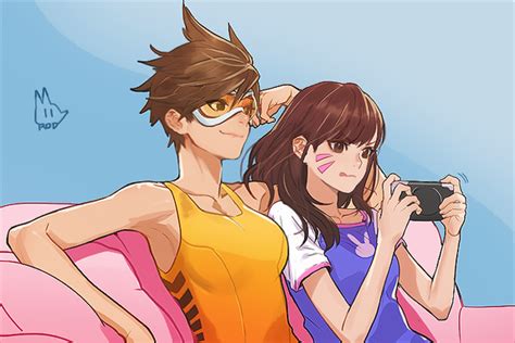 D Va And Tracer Overwatch Drawn By Rod Rod Danbooru