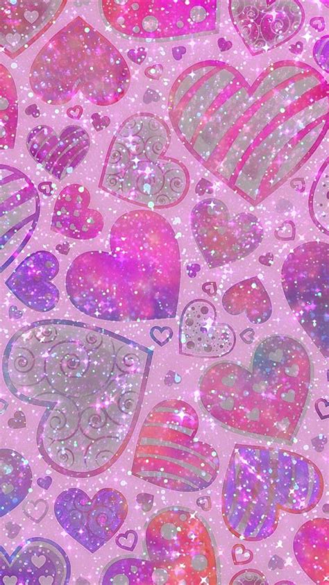 Pretty Glittery Heartsmade By Me Pink Girly Glittery Art Colorful