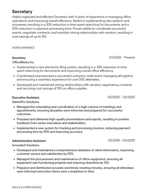 1 Secretary Resume Examples With Guidance