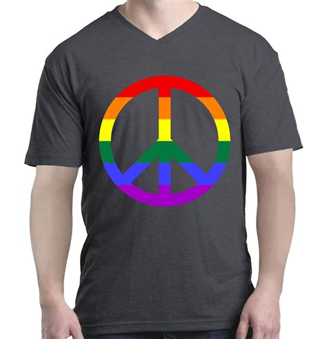 Rainbow Peace Sign T Shirt Gay Pride Shirts Jznovelty