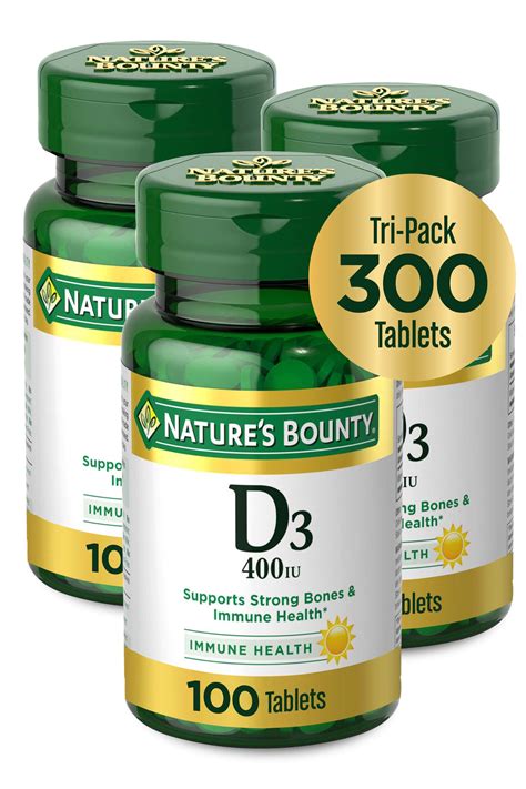 Natures Bounty Vitamin D3 Softgels 10 Mcg 400 Iu 150 Ct 3 Pack