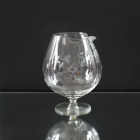 Vintage Brandy Snifter Pour Spout Snifter Etched Glass Huge Etsy