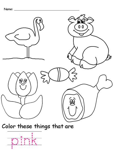 Pink Worksheet For Kindergarten