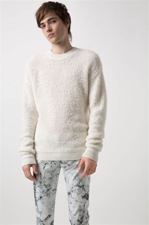 Hugo Oversized Shearling Effect Bouclé Sweater With Chunky Ribbing