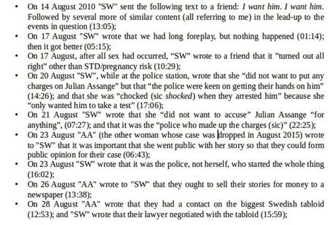 Sms Records From Womans Phone Released Today Show Assange Was Framed By Police In Sex Case R
