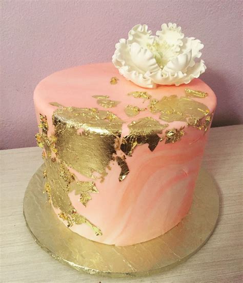 Sucré New Orleans Pink Marbled Fondant With Gold Leaf Cake Cake 21st