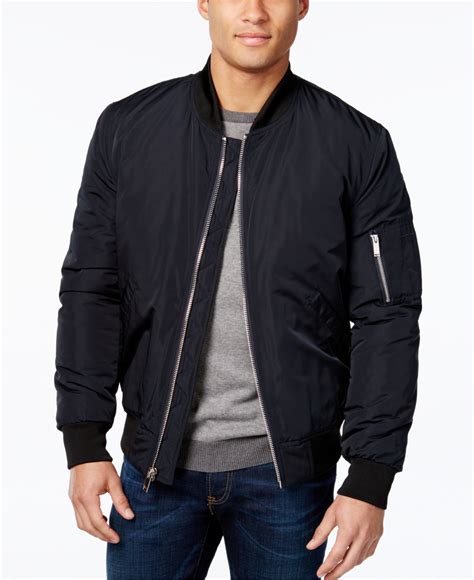 Vince Camuto Synthetic Mens Lined Bomber Jacket In Navy Black For