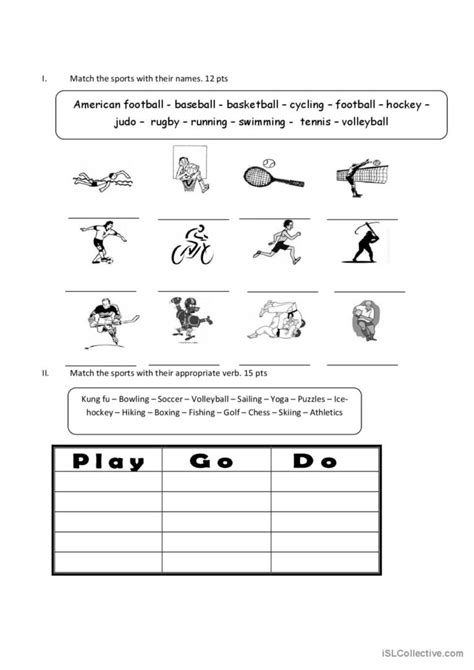 Sports Play Do Go English Esl Worksheets Pdf And Doc