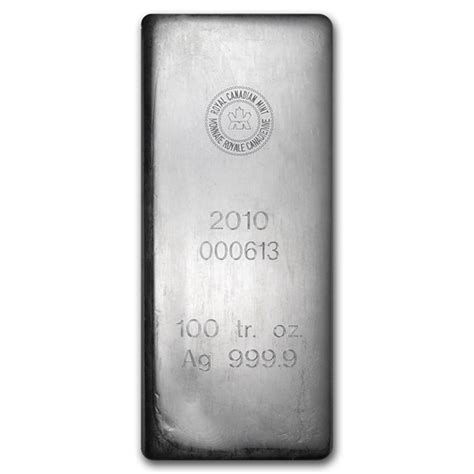 Buy 100 Oz Silver Bar Royal Canadian Mint 20109999 Fine Apmex