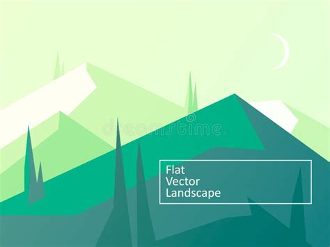 Vector Modern Flat Landscape With The Mountains Vector Illustration