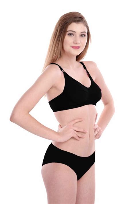 women cotton bra panty set for lingerie set pack of 1 color black jiomart