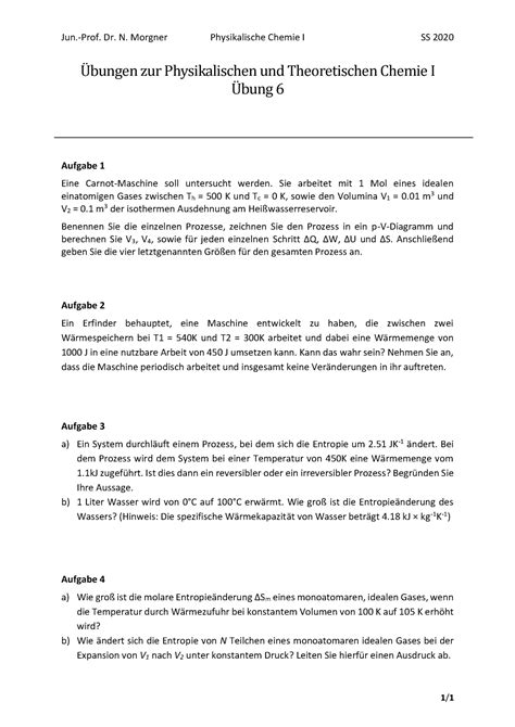 Pc Ss Blatt Jun Prof Dr N Morgner Physikalische Chemie I