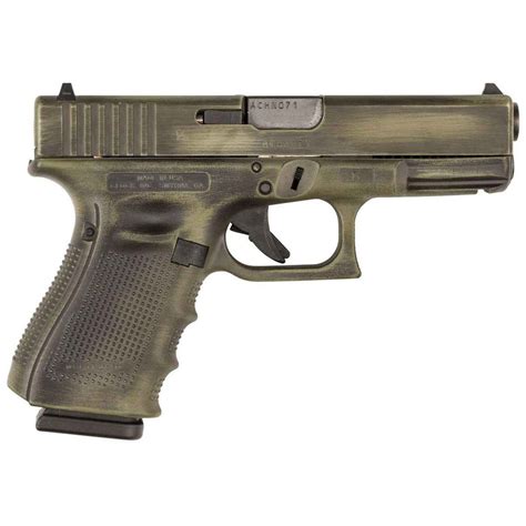 Glock 19 G4 9mm Luger 402in Od Green Battleworn Cerakote Pistol 151