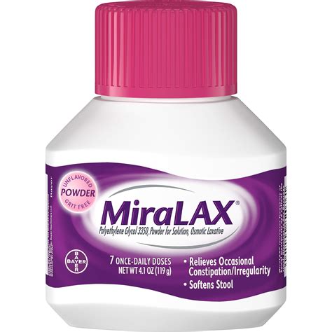 Miralax Laxative Unflavored Powder 4 1 Oz 17 Gram Strength Polyethylene Glycol Mck Buy