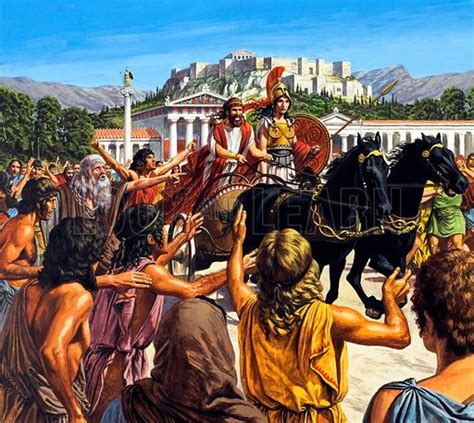 The Tyrant Peisistratos Returning To Athens Ancient Greece Stock