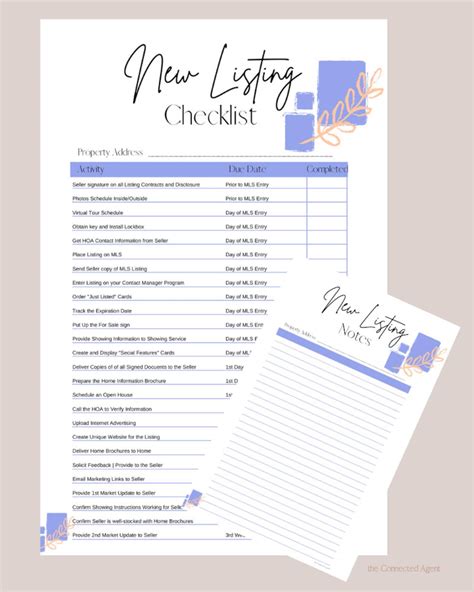 Real Estate New Listing Checklist Printable And Fillable Pdfs Etsy