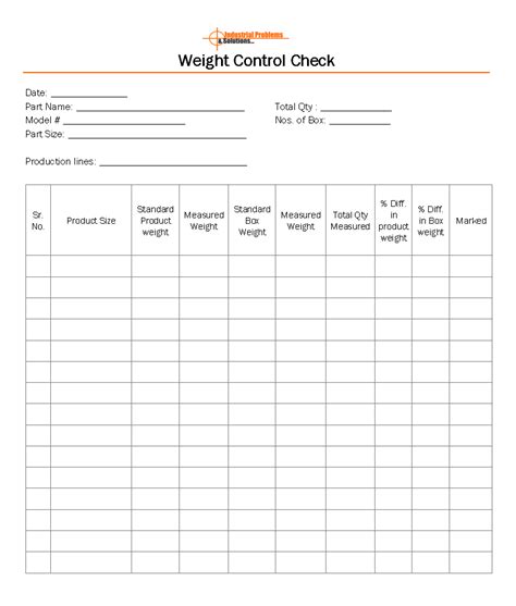 Product Weight Control Inspection Process