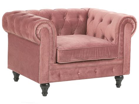 Velvet Armchair Pink CHESTERFIELD | Beliani.co.uk