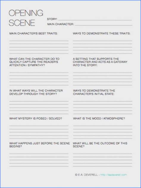 Character Development Worksheet For Writers