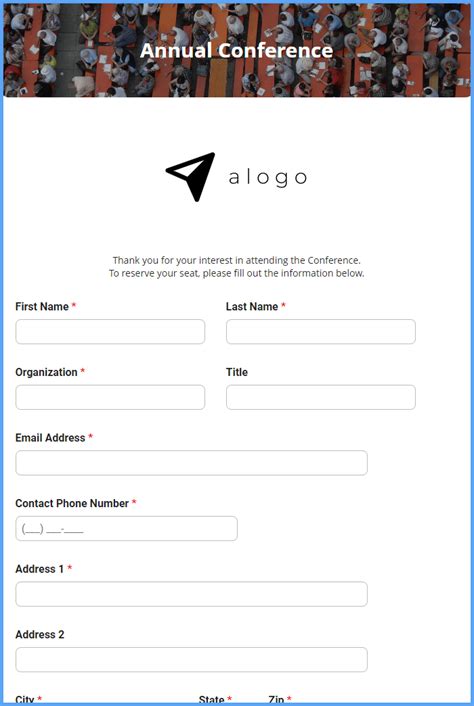Conference Registration Form Template Formsite