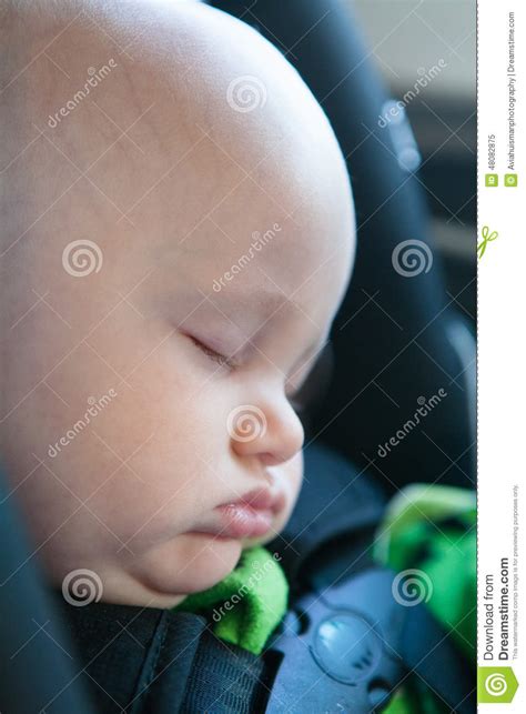 Sleeping Baby In A Car Seat Stock Image Image Of Safety Cute 48082875