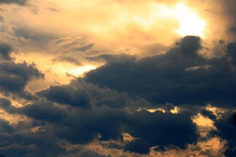 Dark Clouds In Golden Sky Free Stock Photo Public Domain