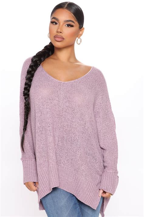 Late Nights At The Beach Oversized Sweater Purple Sweaters Black