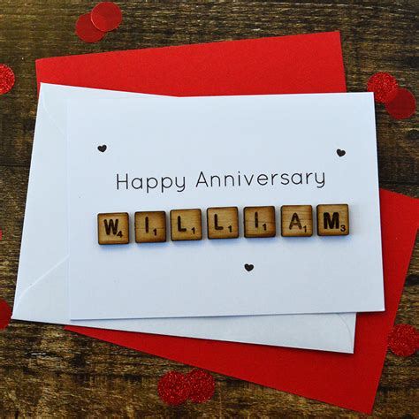 Personalised Anniversary Wooden Tiles Card Altered Chic